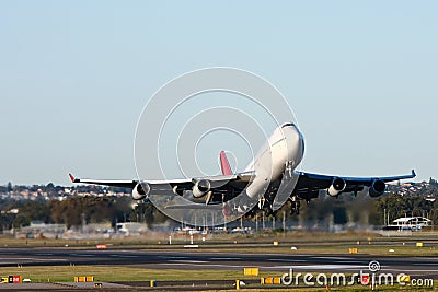 Boeing 747 jet airliner taking off