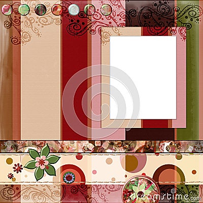 Bohemian Gypsy style scrapbook album page layout 8x8 inches