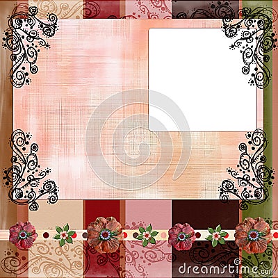 Bohemian Gypsy style scrapbook album page layout 8x8 inches