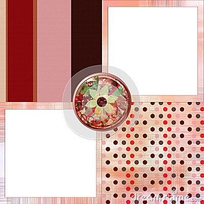 Bohemian Gypsy style scrapbook album page layout 8x8 inches