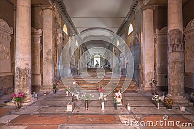 Bologna - Interior corridor of old cemetery (certosa) by St. Girolamo church.
