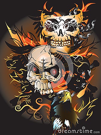 Bone skull fire eagle