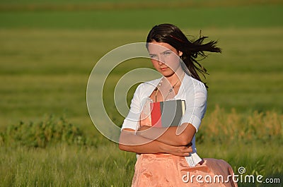 Book love in a wheat field