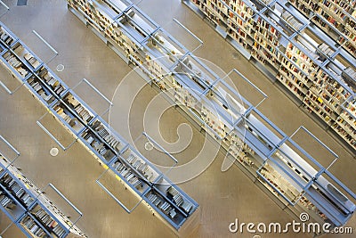 Book shelves in library