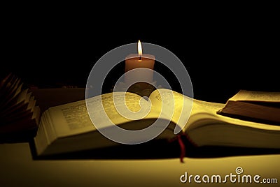 Books by the light of candle