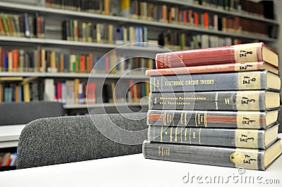 Books of physics in the library