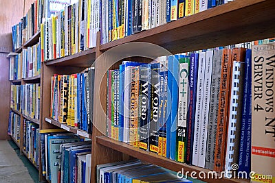 Computer books on the shelves