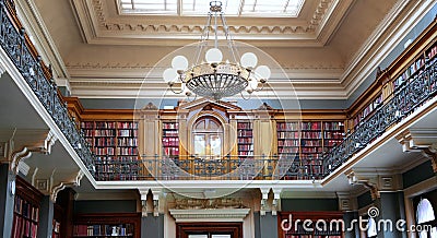 Bookshelves in old library