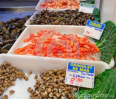 Boqueria fish market, Barcelona, Spain