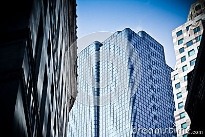 Boston city sky scrapers in winter