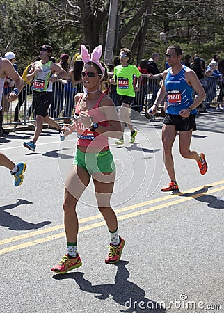 Boston Marathon 2014 Easter bunny running in the race