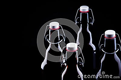 Bottle of beer on black