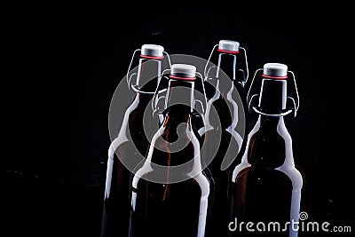 Bottle of beer on black