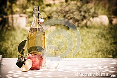 Bottle of refreshing apple juice