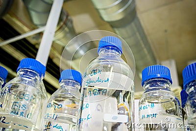 Bottles in chemistry lab