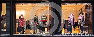 Boutique with dressed mannequins