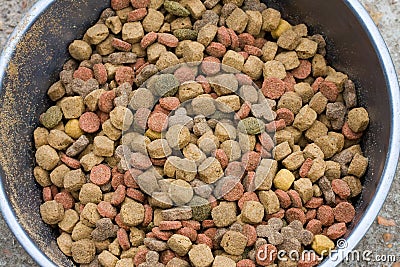 Bowl of dry dog food