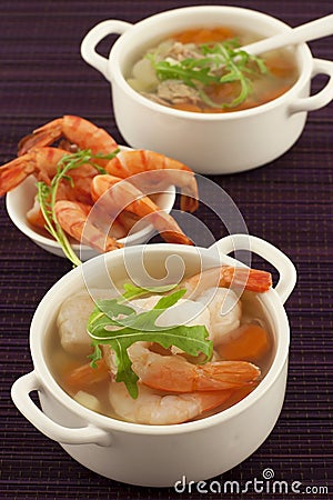 Bowl of fresh seafood soup