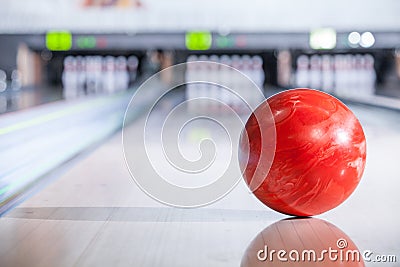 Bowling ball with pins.