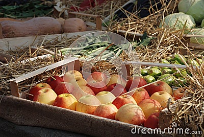 Box of Red Apples in Fruit and Veg Display