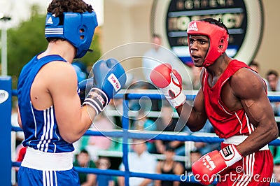 A boxing match between the winner of the World Cup 2014 year in boxing Yordan Hernandes, Cuba, and Daniel Khlebnikov, Russia. Won