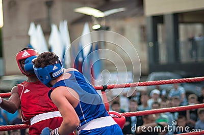 A boxing match between the winner of the World Cup 2014 year in boxing Yordan Hernandes, Cuba, and Daniel Khlebnikov, Russia. Won