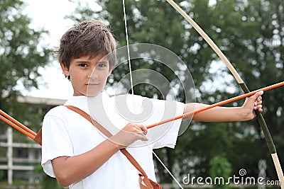 Boy with bow and arrow