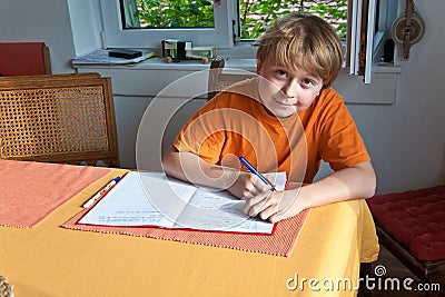 Boy doing homework for school