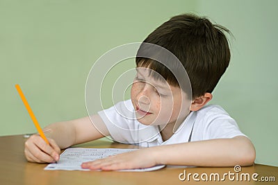 Boy doing school work