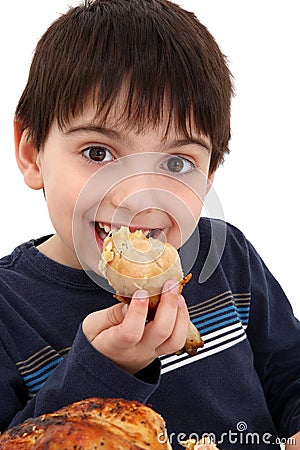 Boy Eating Chicken Royalty Free Stock Photo 