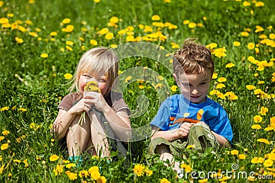 Boy giving flowers for a girl