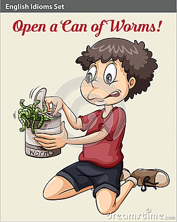 A boy opening a can of worms