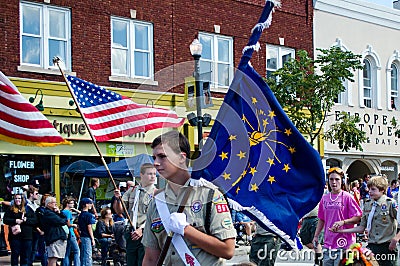 Scout and Indiana state flag