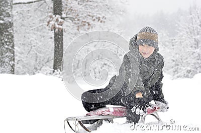 Boy on a sled