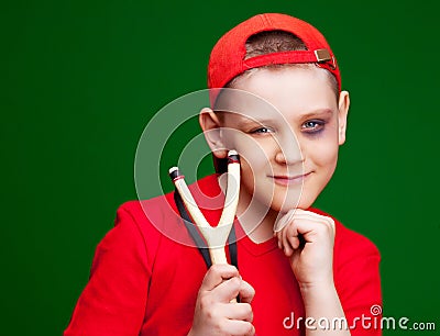 Boy with a slingshot