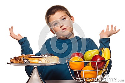 Boy thinking of a food choice