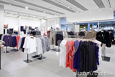 Brand new interior of cloth store