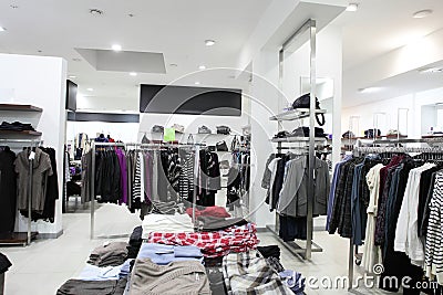 Brand new interior of cloth store