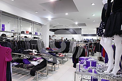 Brand new interior of cloth store