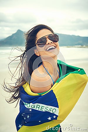 Brasil flag woman fan