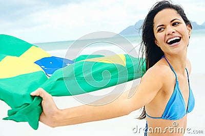 Brasil flag woman fan
