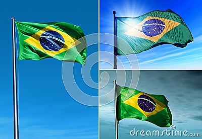 Brazil flag waving on the wind