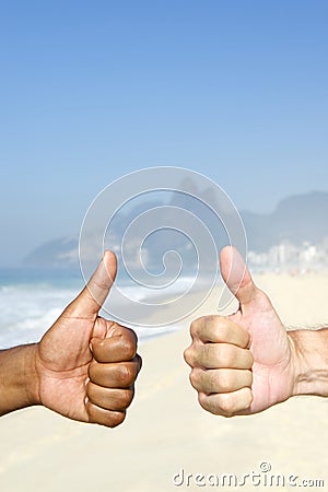 Brazilian Diversity Thumbs Up Cariocas Ipanema Beach Rio