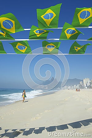 Brazilian Flag Bunting Ipanema Beach Rio Brazil