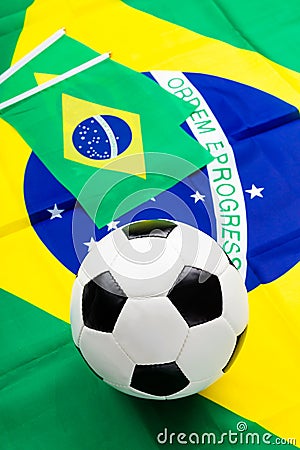 Brazilian flag and football