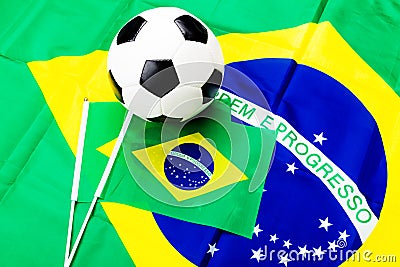 Brazilian flag and soccer ball