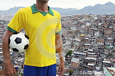 Brazilian Football Player Soccer Ball Favela Slum