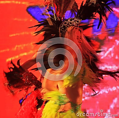Brazilian samba dancer performing at FIFA World Cup Trophy Tour