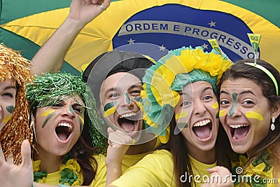 Brazilian soccer fans commemorating.