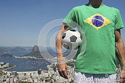 Brazilian Soccer Football Player Rio de Janeiro Skyline